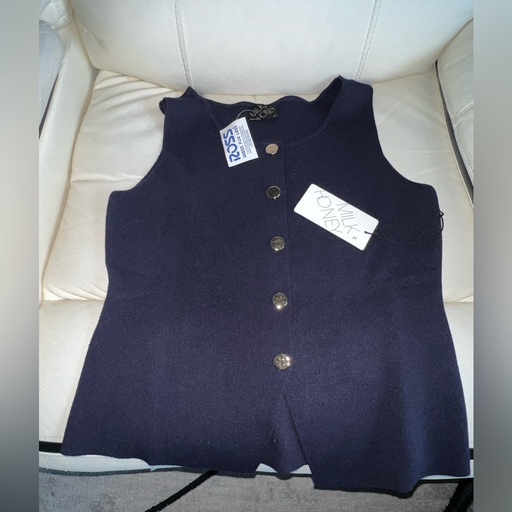 Milk & Honey Navy Sleeveless Vest